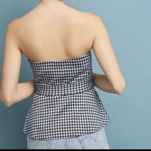 Anthropologie Eva Franco Strapless Gingham Top Size XS NWT - Picture 2 of 8